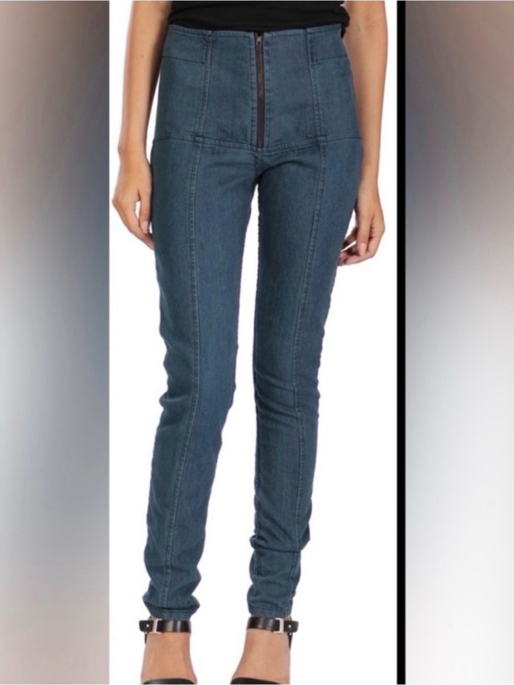 Prairie Underground Front Zip Girdle Jeans Blue Size Small